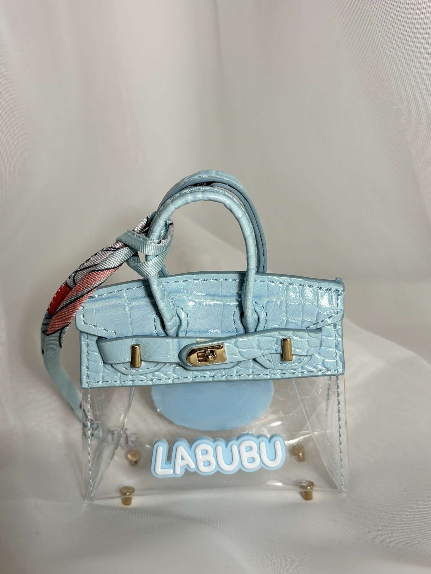 porte-clés mini sac LABUBU bleu clair