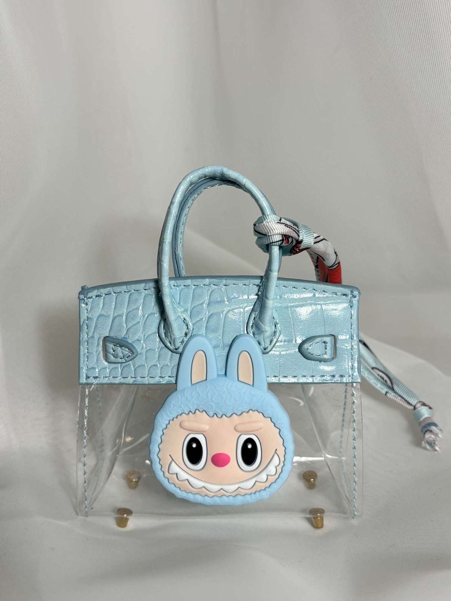 porte-clés mini sac LABUBU bleu clair
