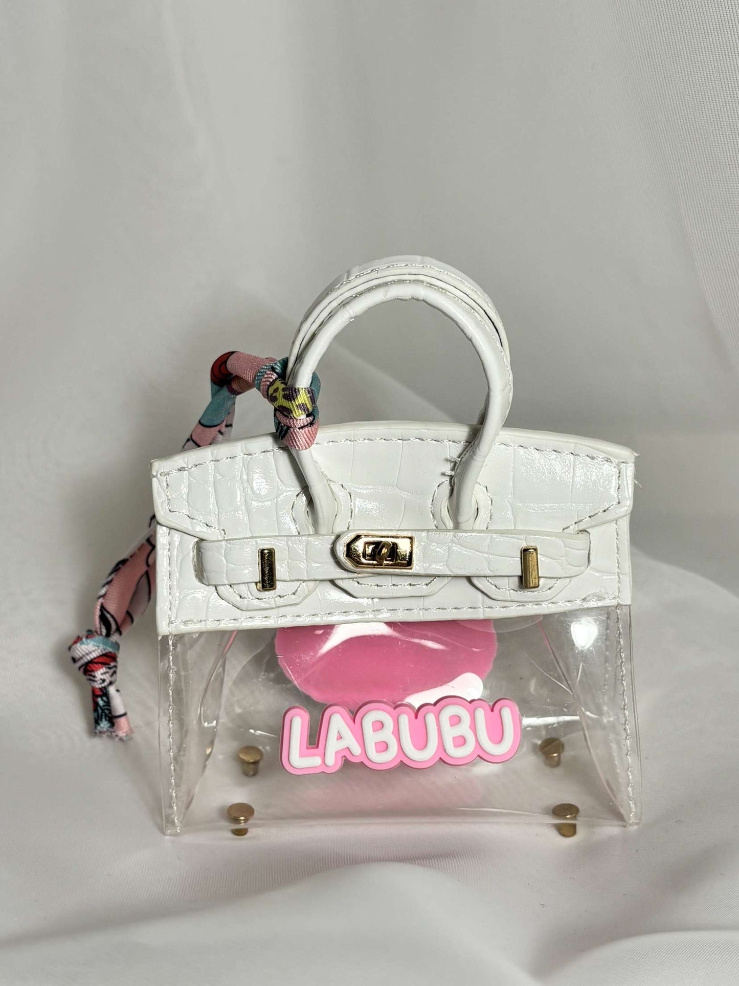 Porte-clés mini sac LABUBU blanc