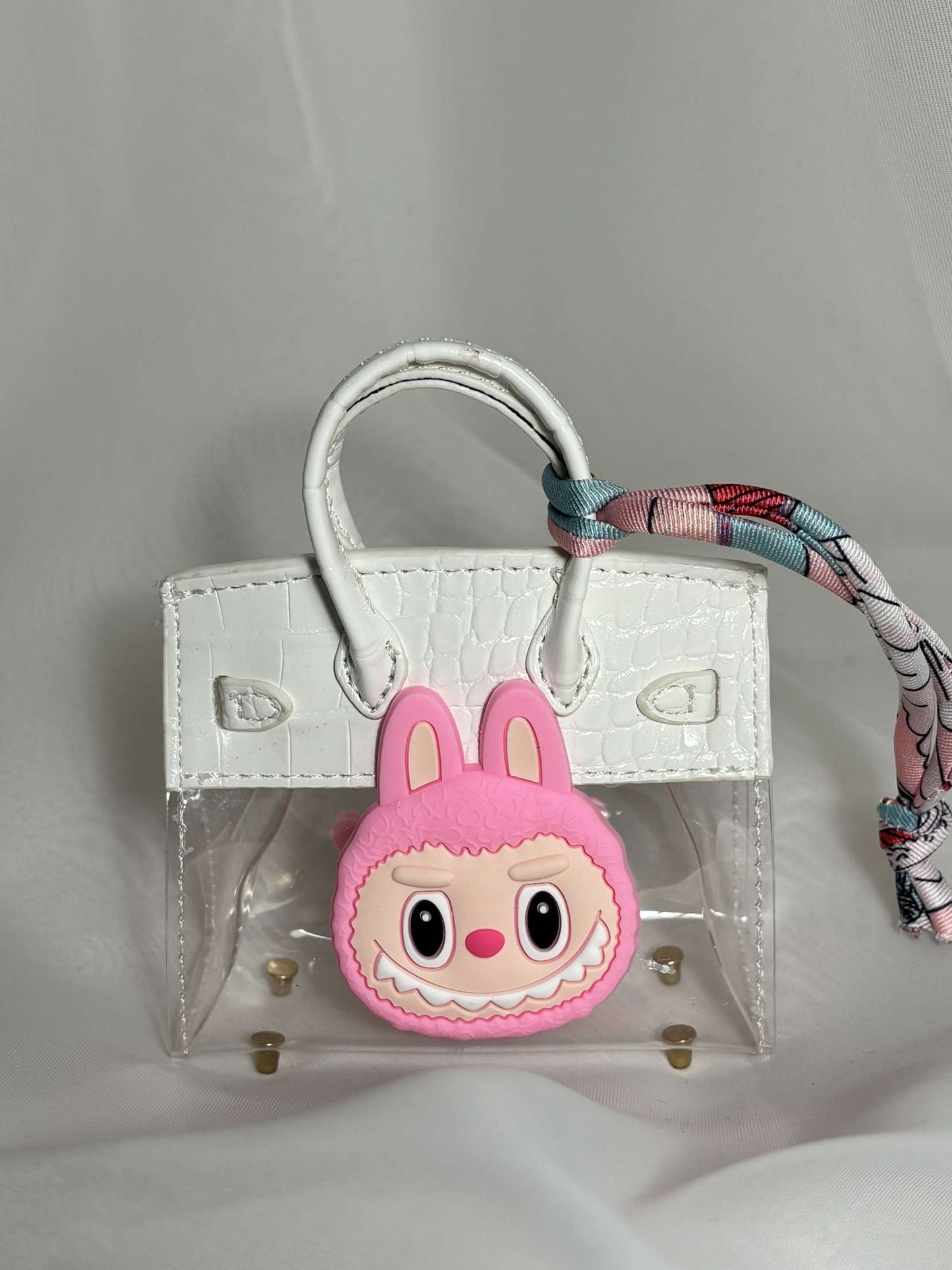 Porte-clés mini sac LABUBU blanc