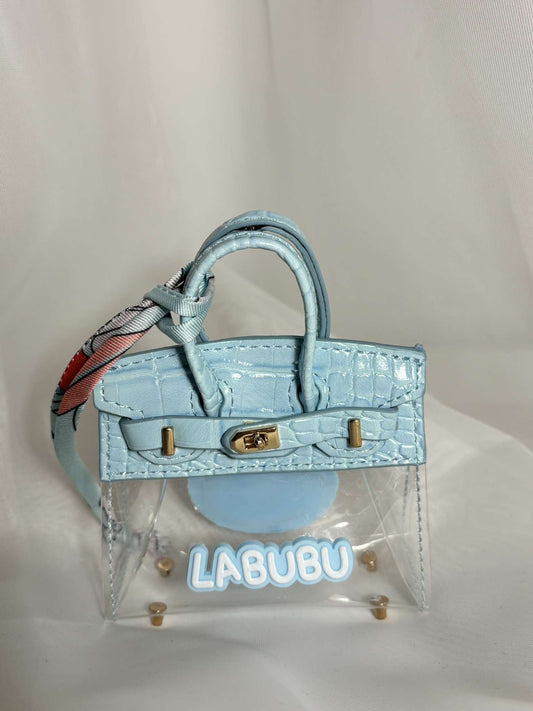 porte-clés mini sac LABUBU bleu clair