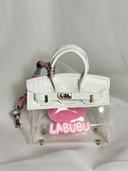 Porte-clés mini sac LABUBU blanc